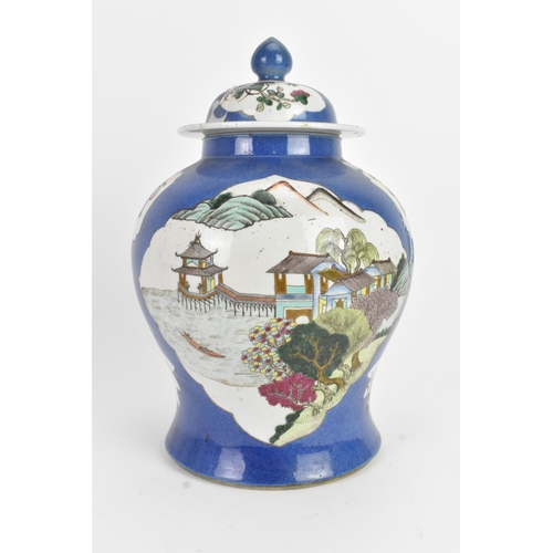 3 - A Chinese porcelain ginger jar and cover, late Qing dynasty / Republic period, decorated with panels... 
