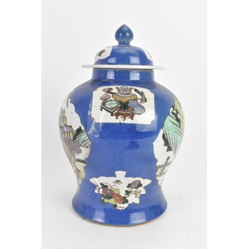 3 - A Chinese porcelain ginger jar and cover, late Qing dynasty / Republic period, decorated with panels... 