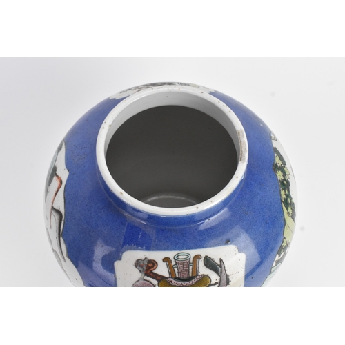 3 - A Chinese porcelain ginger jar and cover, late Qing dynasty / Republic period, decorated with panels... 