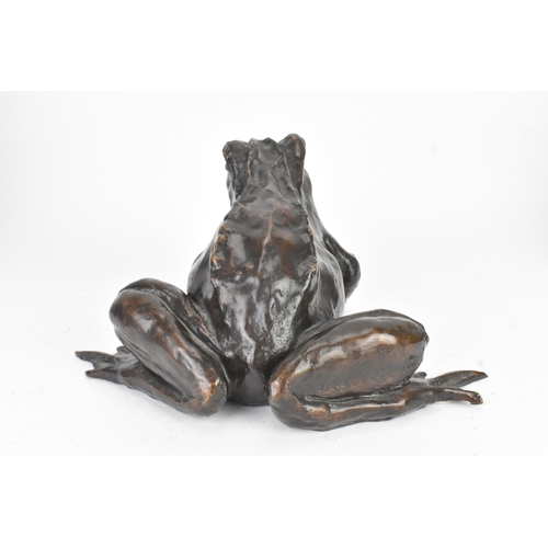 35 - A cast bronze model of a frog, possibly Japanese, naturalistically modelled in a crouching pose, 13c... 