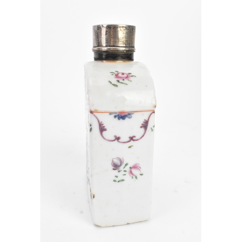 45 - A Chinese famille rose Qing dynasty porcelain tea caddy, 18th century, painted in polychrome enamels... 