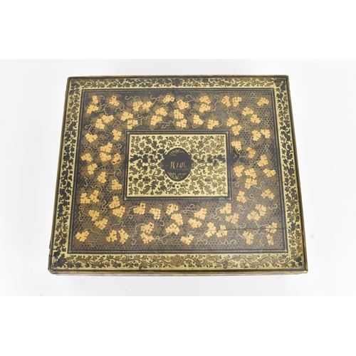 7 - A 19th century Chinese export gilt-decorated games compendium, of rectangular form, the exterior dec... 