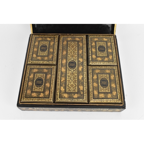 7 - A 19th century Chinese export gilt-decorated games compendium, of rectangular form, the exterior dec... 