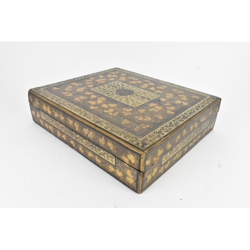 7 - A 19th century Chinese export gilt-decorated games compendium, of rectangular form, the exterior dec... 