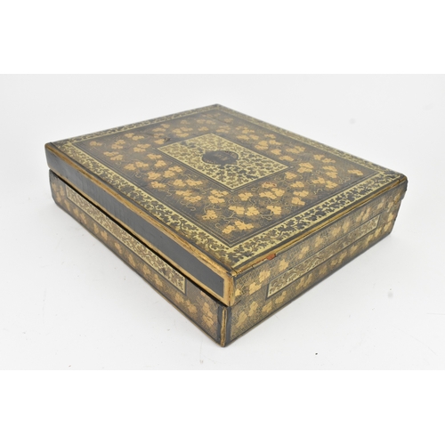 7 - A 19th century Chinese export gilt-decorated games compendium, of rectangular form, the exterior dec... 