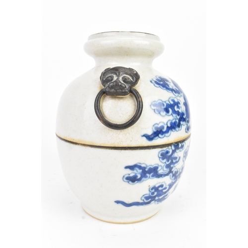 8 - A Chinese blue and white porcelain vase, late Qing dynasty, decorated with figures amongst clouds an... 