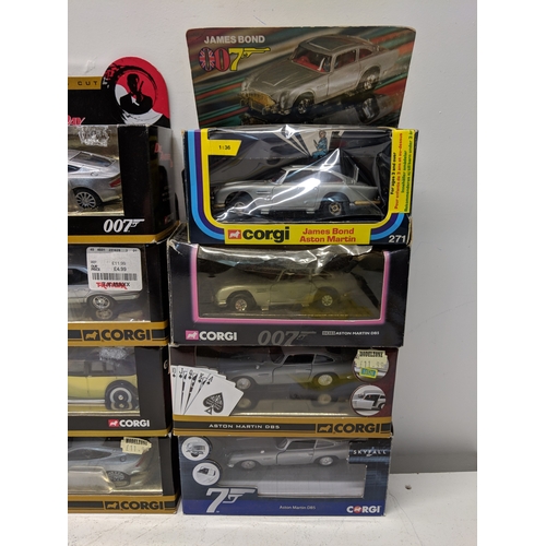 166 - Twelve Corgi boxed cars from James Bond films to include an Aston Martin DB9 from 'Die Another Day',... 