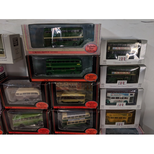 56 - Approx. forty Exclusive First Editions model buses mostly 1:76 scale, some OO scale all boxed  Locat... 