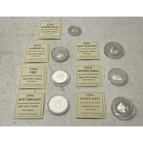 16 - A collection of seven silver 