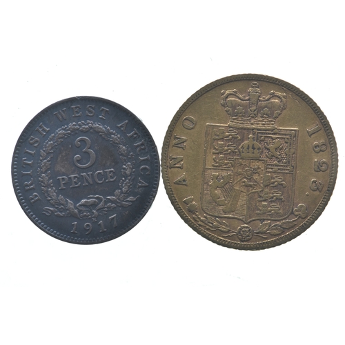 23 - United Kingdom - George IV (1820-1830) gold 1823 'Shield Back; half sovereign and British West Afric... 