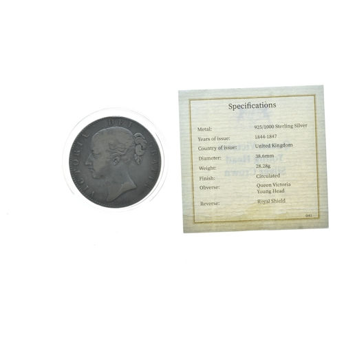 37 - United Kingdom - Victoria (1837-1901), 1845 crown, circulated with COA.
Location: CAB 1
