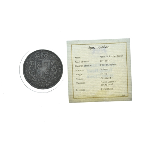 37 - United Kingdom - Victoria (1837-1901), 1845 crown, circulated with COA.
Location: CAB 1