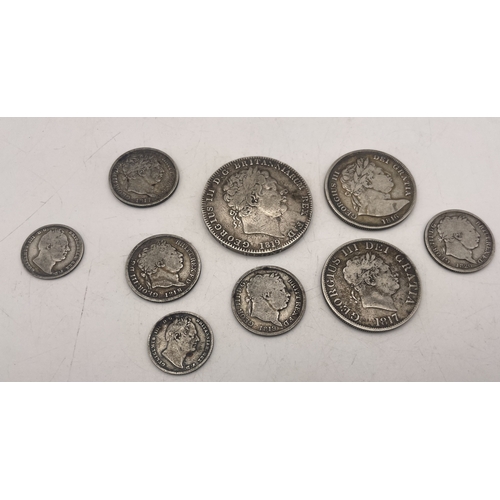 46 - United Kingdom - George III (1760-1820) a collection of coins to include 1819 crown, 1816 half crown... 