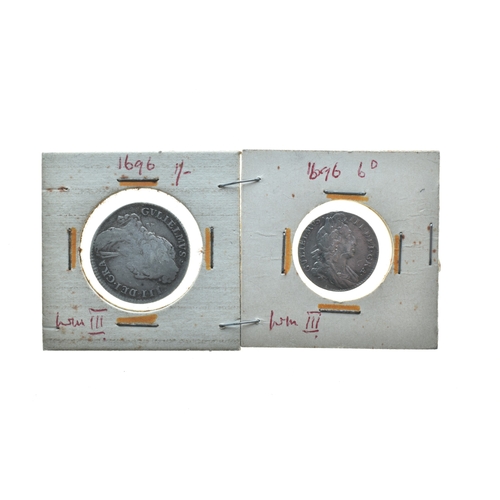 48 - United Kingdom - William III (1689-1702) three coins all believed to be from 1696. a crown, shilling... 