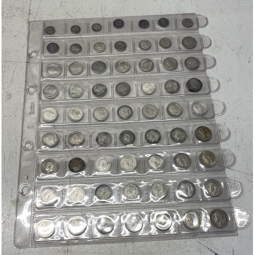 53 - A collection of  UK coins to include one penny,  1/2 penny, two penny and three penny to includes co... 