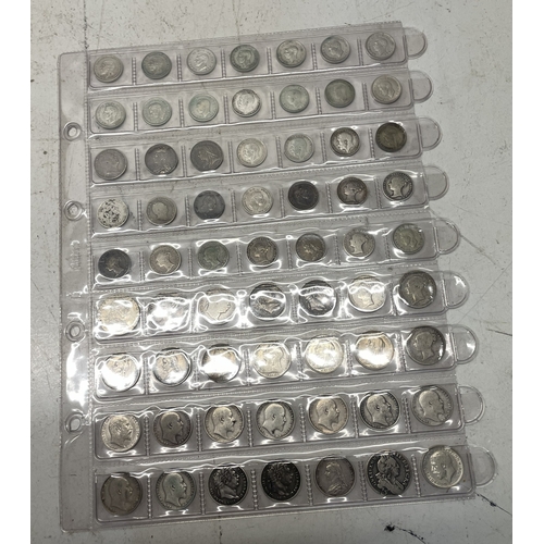 54 - A collection of  UK coins to include 3 penny, 4 penny and sixpences, total weight 136.2g.
Location: ... 