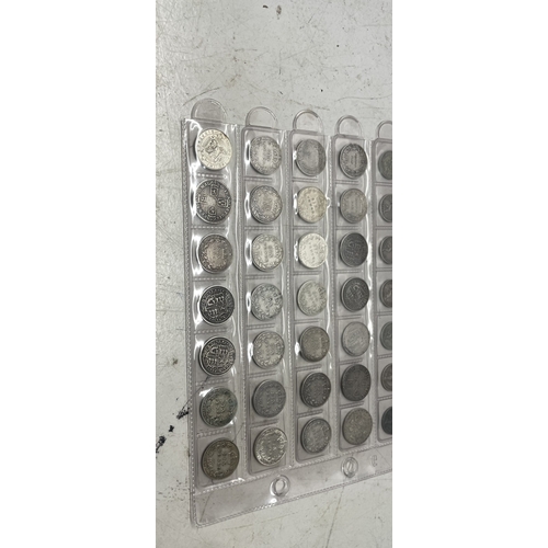 54 - A collection of  UK coins to include 3 penny, 4 penny and sixpences, total weight 136.2g.
Location: ... 