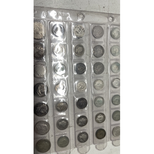 54 - A collection of  UK coins to include 3 penny, 4 penny and sixpences, total weight 136.2g.
Location: ... 