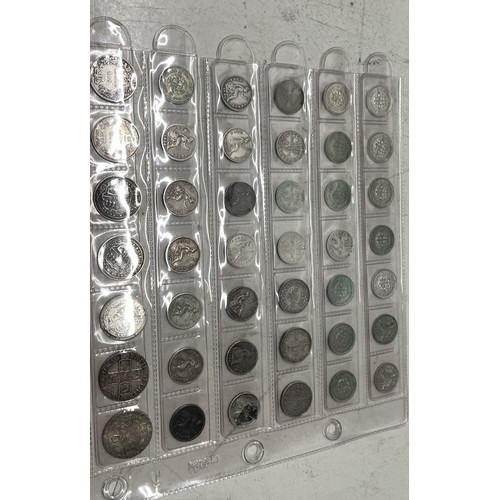 54 - A collection of  UK coins to include 3 penny, 4 penny and sixpences, total weight 136.2g.
Location: ... 