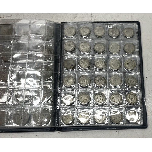 6 - Folder containing various silver coinage from Victoria to George V to include Florins, Shillings and... 
