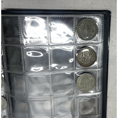 6 - Folder containing various silver coinage from Victoria to George V to include Florins, Shillings and... 