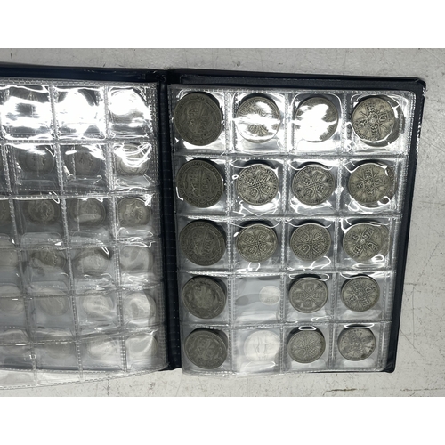 6 - Folder containing various silver coinage from Victoria to George V to include Florins, Shillings and... 
