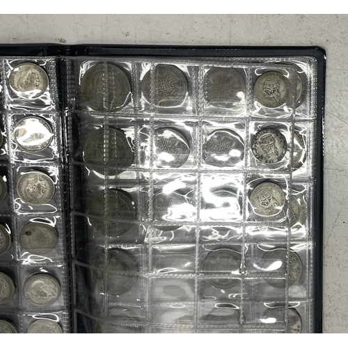 6 - Folder containing various silver coinage from Victoria to George V to include Florins, Shillings and... 