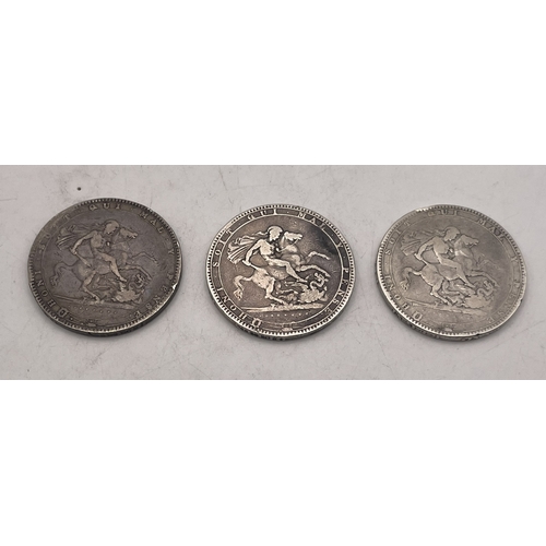 65 - United Kingdom - George III (1760-1820) two 1819 crowns and one 1820 crown, total weight of coins 82... 