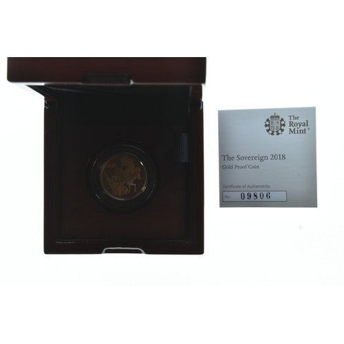 7 - United Kingdom - Elizabeth II (1952-2022), Gold 2018 Proof full Sovereign, boxed with certificate of... 