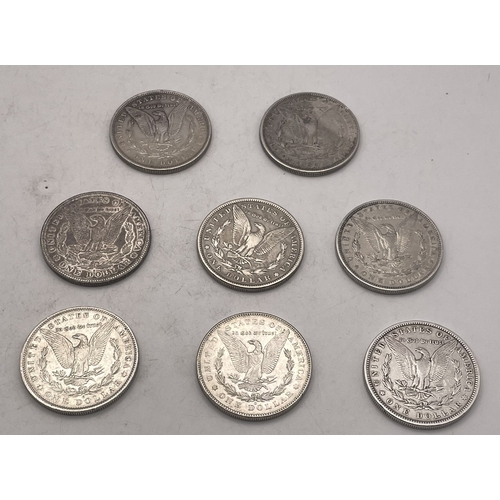 70 - United States - eight Morgan one dollar coins.  Total weight 213.1g.
Location: CAB 6
