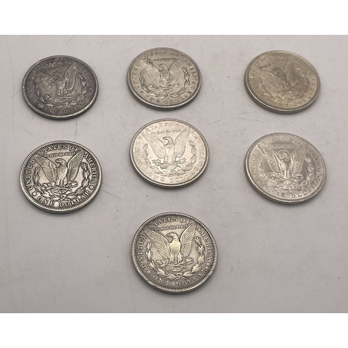 71 - United States - seven Morgan one dollar coins, total weight 186.8g.
Location: CAB 6