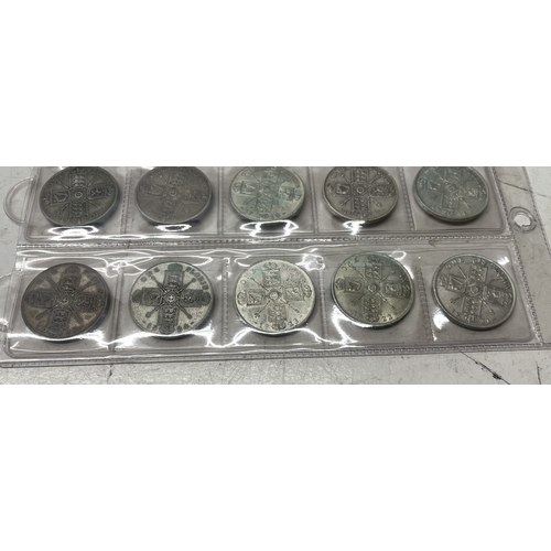 A collection of UK one florin coins - eighteen pre 1920 and six pre ...