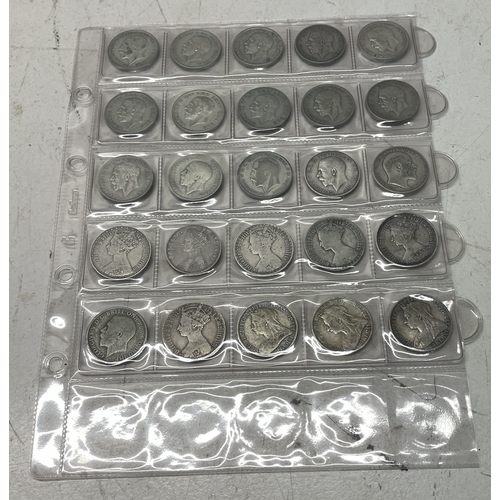 A collection of UK one florin coins, eleven pre 1920 and fourteen pre ...