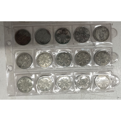 A collection of UK one florin coins, eleven pre 1920 and fourteen pre ...