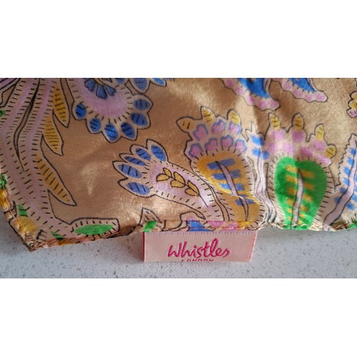18 - Biba- A silk turquoise wrap having a black, silver and gold Biba design with hand-rolled edges toget... 