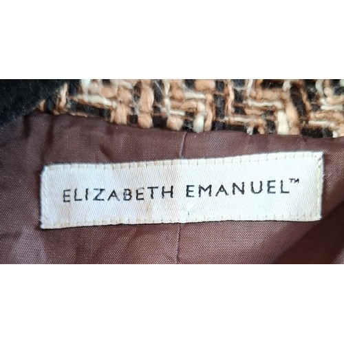 17 - Elizabeth Emanual- A late 20th Century wool mix belted cape having a chevron design UK10 together wi... 