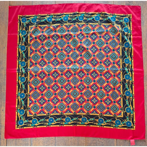 17 - Elizabeth Emanual- A late 20th Century wool mix belted cape having a chevron design UK10 together wi... 