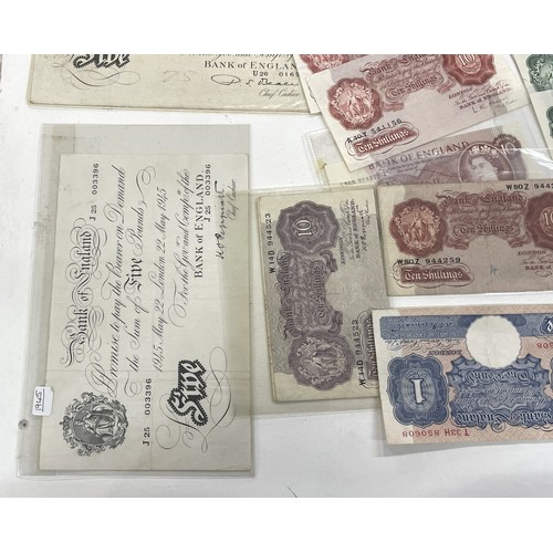 13A - A large collection of mainly British bank notes to include 10 Shilling notes, £1 Pound notes and £5 ... 