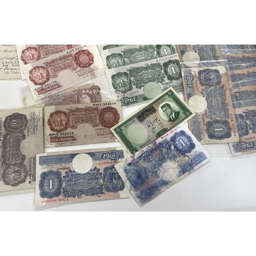 13A - A large collection of mainly British bank notes to include 10 Shilling notes, £1 Pound notes and £5 ... 