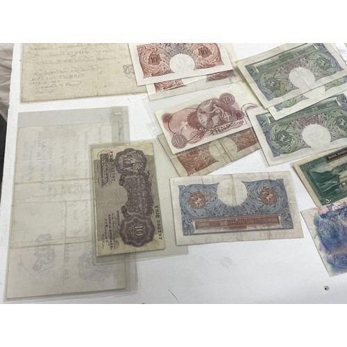 13A - A large collection of mainly British bank notes to include 10 Shilling notes, £1 Pound notes and £5 ... 