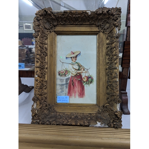 46 - Mirrors to include a late 1800s/ early 1900s triptych mirror, along with a panelled mirror depicting... 