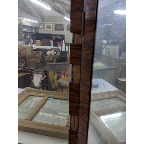 46 - Mirrors to include a late 1800s/ early 1900s triptych mirror, along with a panelled mirror depicting... 