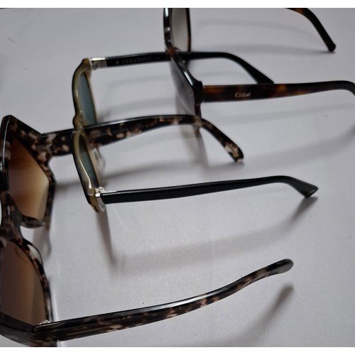11 - Chloe-A pair of vintage ladies mock tortoiseshell over-sized sunglasses CE690S having a branded case... 