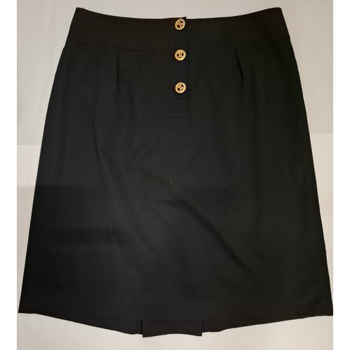 13 - Celine and MiuMiu- A Celine black wool skirt having 3 branded buttons to the front fastening, pleats... 