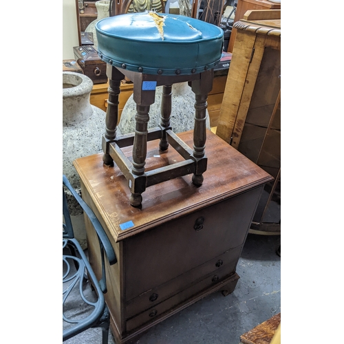277 - A selection of small furniture to include a Victorian pine three shelf unit stamped twice with the m... 