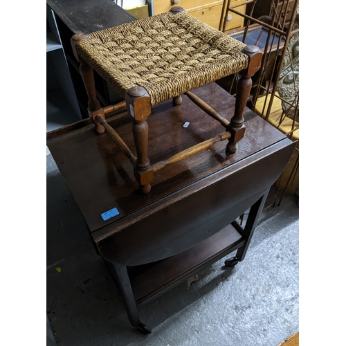 277 - A selection of small furniture to include a Victorian pine three shelf unit stamped twice with the m... 