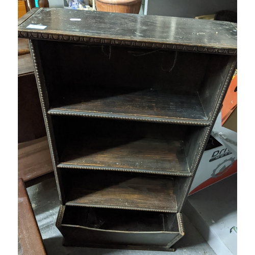 277 - A selection of small furniture to include a Victorian pine three shelf unit stamped twice with the m... 