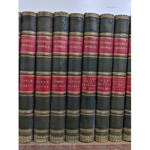 194 - Sixteen volumes of Dickens Works to include David Copperfield, Dombey And Son, Pickwick Papers and o... 