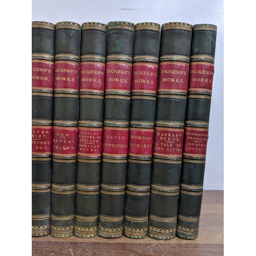 194 - Sixteen volumes of Dickens Works to include David Copperfield, Dombey And Son, Pickwick Papers and o... 