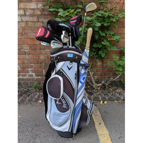 197 - A collection of golf clubs to include drivers, irons, and putters by Radar RFT Contact Pro, Baffler ... 